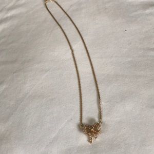 Diamond bow necklace